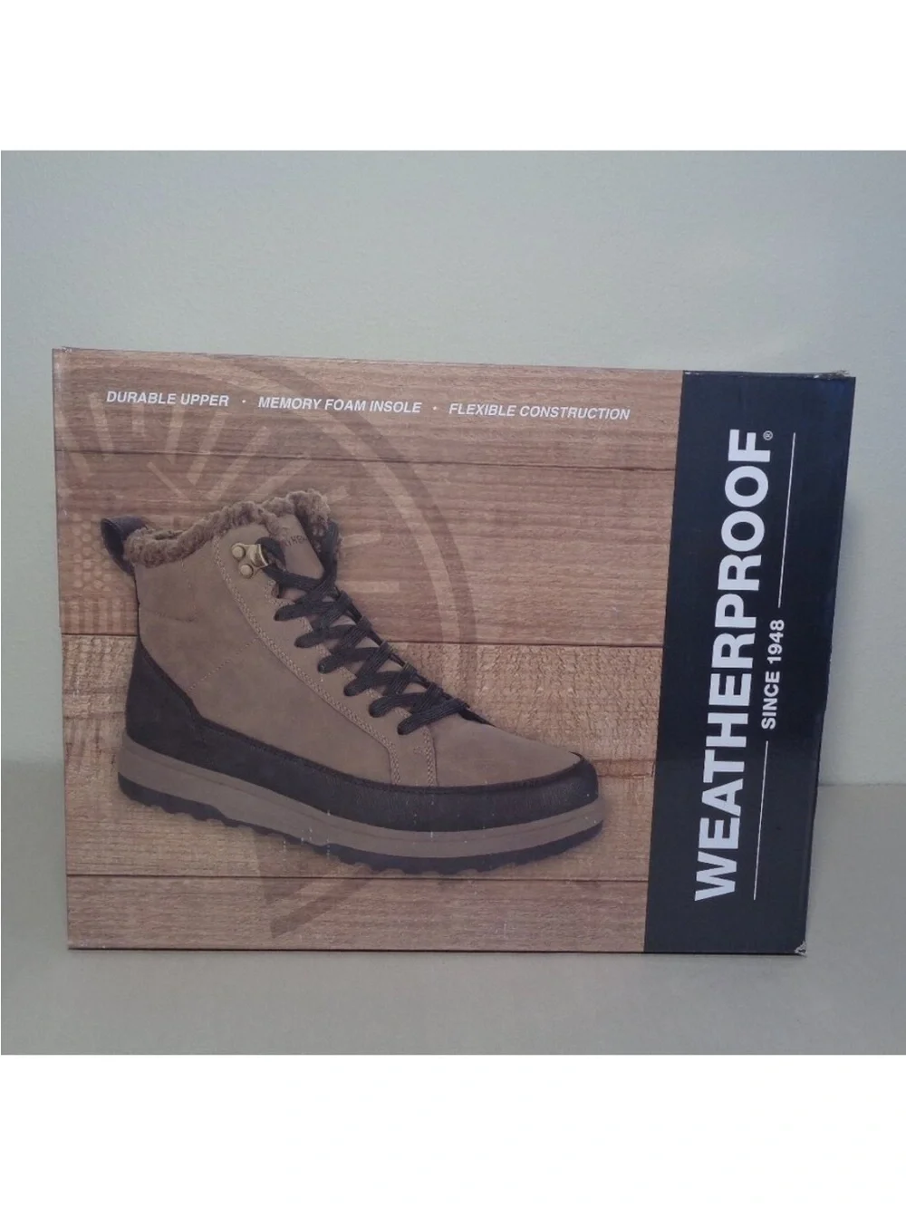 Weatherproof Mens Winter Boots Brown Faux Fur Lined Lace Up Size 11 NEW